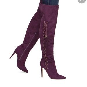 Purple Over the Knee Women’s Suede Heeled Boots